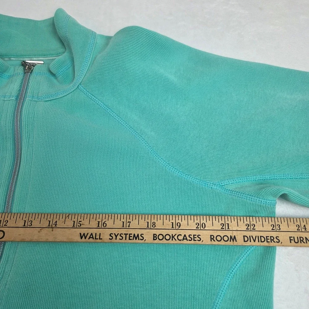 Tommy Bahama Mens XL Teal Quarter Zip Ribbed‎ Pullover Sweater Cotton Blend